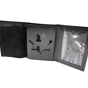 UT Sheriffs 7 Point Cutout Star Badge ID Black Leather Tri-Fold Wallet Police